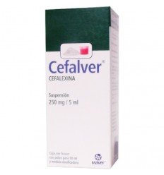 Cefalver Suspensión 250 mg / 5 ml (Cefalexina) frasco con 90ml