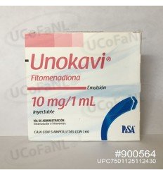 Unokavi - Fitomenadiona 2 mg/0.2 ml Inyectable c/5 ampolletas