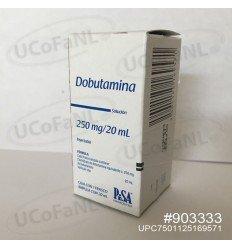 Dobutamina Sol. Inyectable 250 mg/20 ml 1 frasco Ámpula