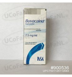 Buvacaina 7.5 mg/1 ml Bupavacaina Sol. Inyectable c/1 frasco ampula