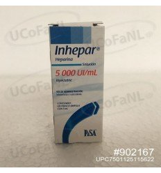 Inhepar 5000 UI /ml 5ml Inyectable (Heparina)