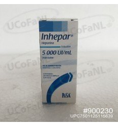 Inhepar 5000 UI /ml 5ml Inyectable (Heparina)